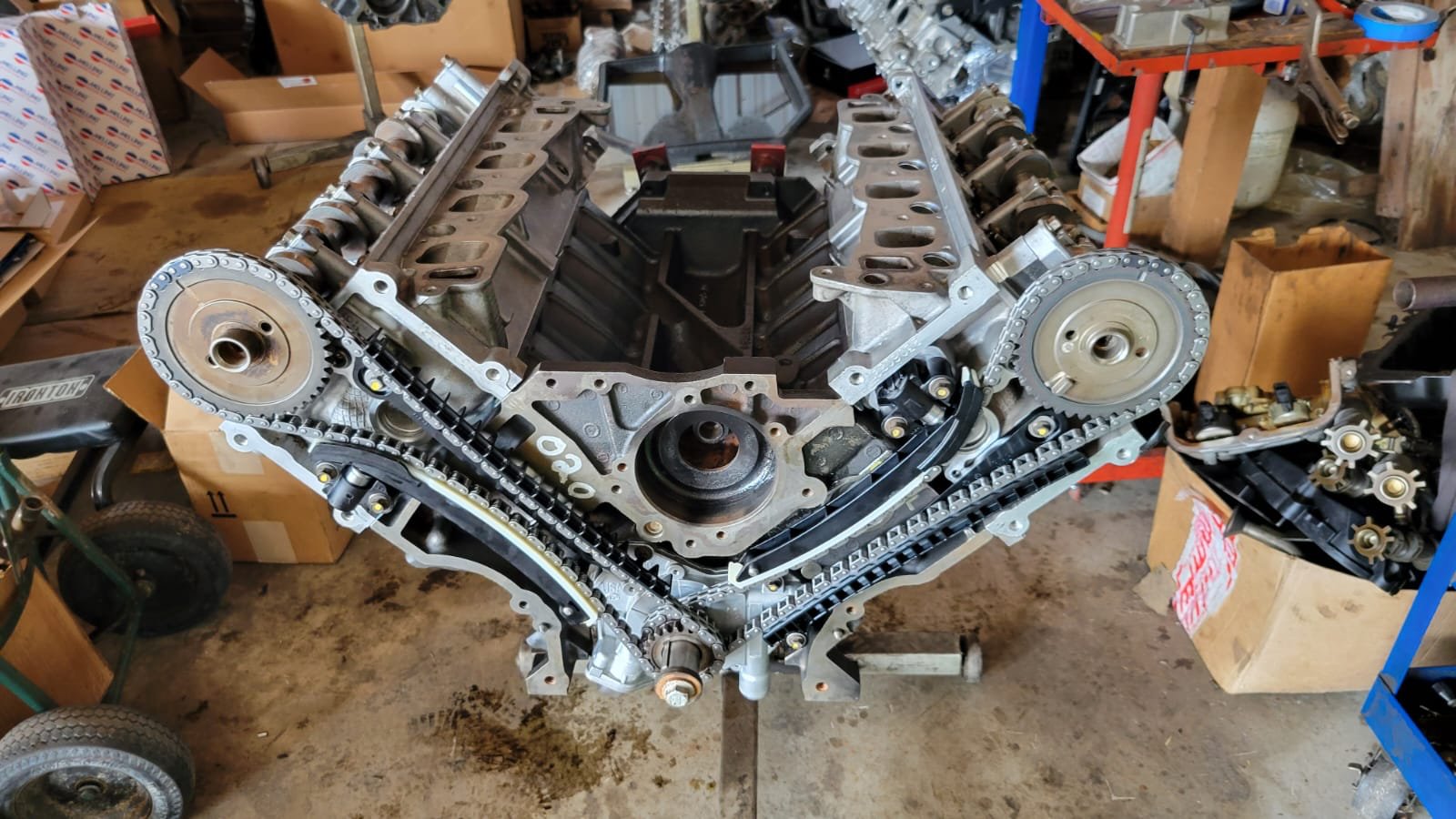 V8 engine timing chain assembly